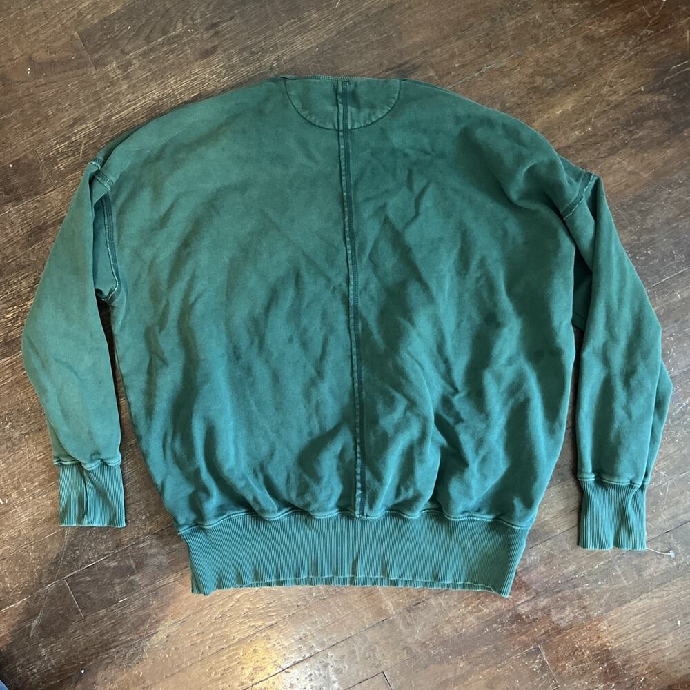 American Eagle AE Oversized Fleece Sweatshirt Crewneck Pullover Green Size Med - Picture 7 of 9